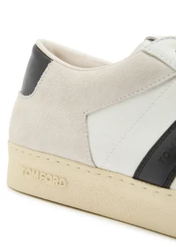 Panelled suede and grained leather sneakers