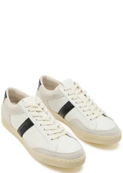 Panelled suede and grained leather sneakers