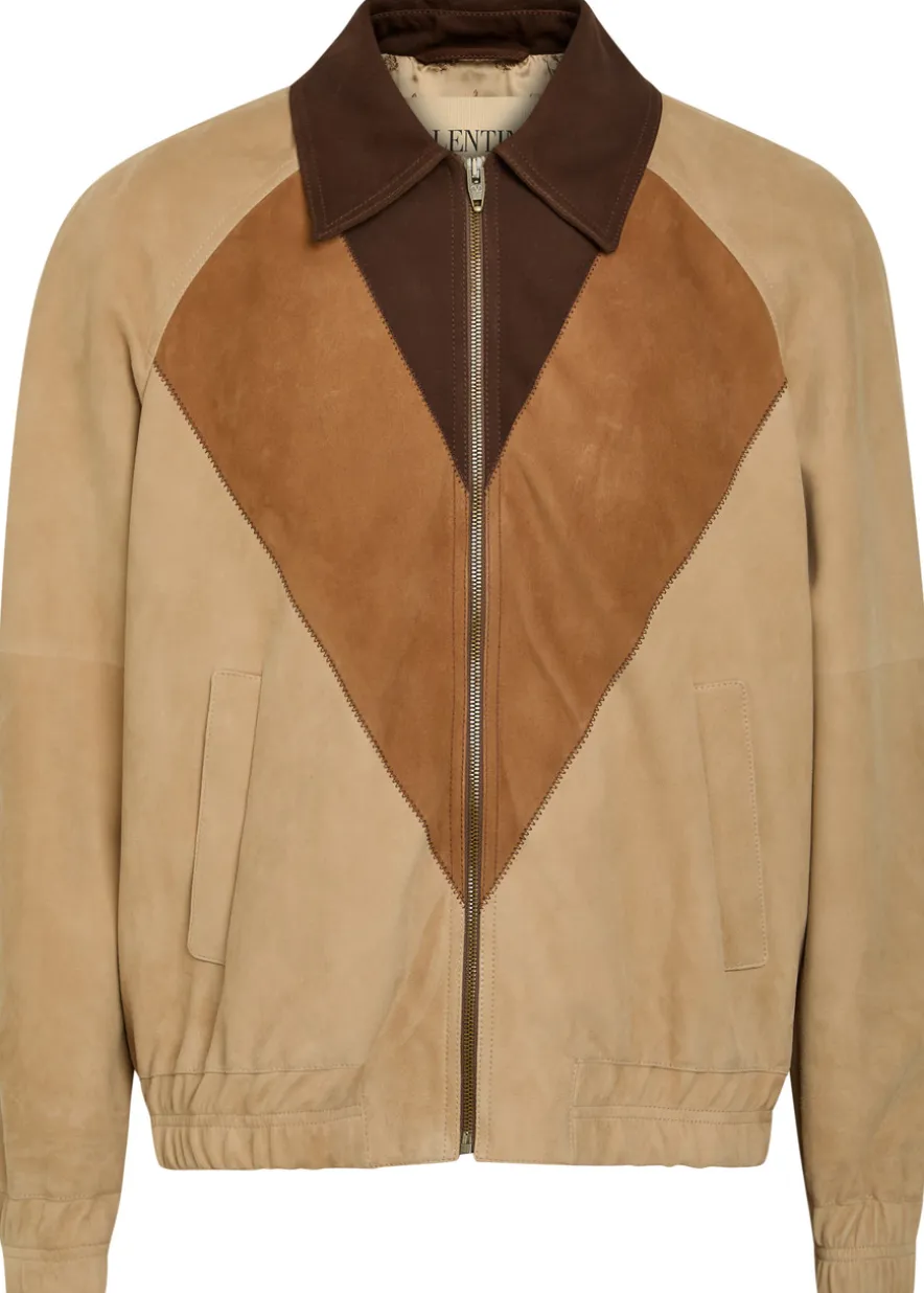 Panelled suede jacket