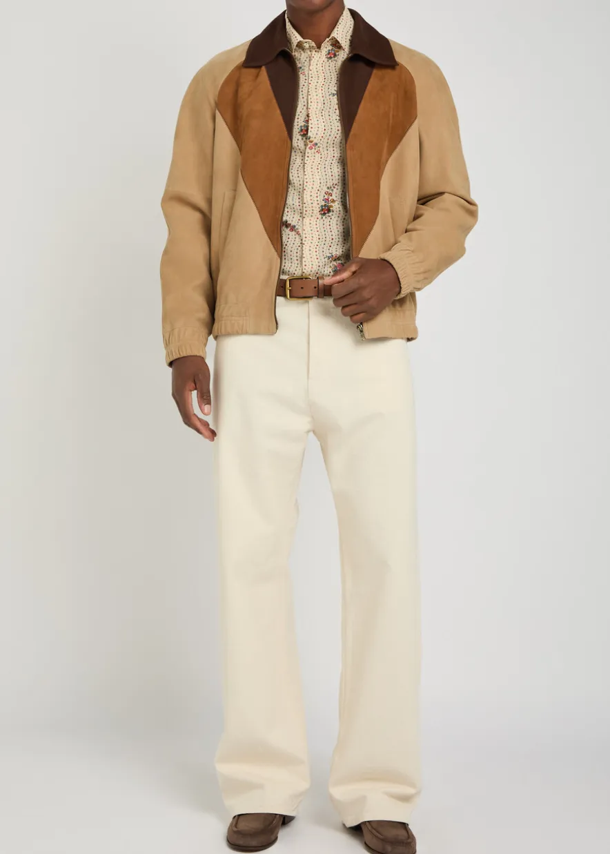 Panelled suede jacket
