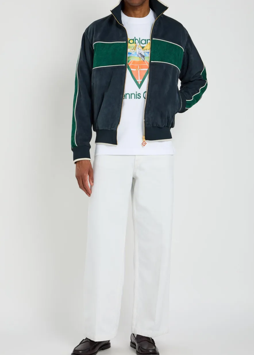 Panelled suede track jacket