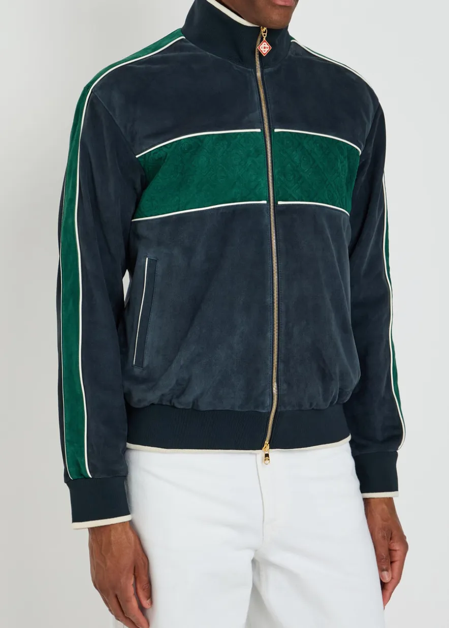 Panelled suede track jacket