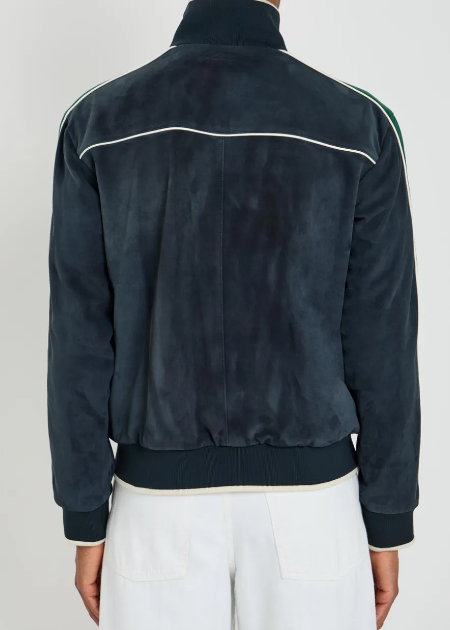 Panelled suede track jacket
