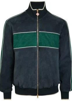 Panelled suede track jacket