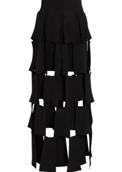 Panelled trapeze knit midi skirt