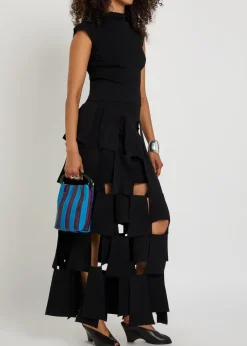 Panelled trapeze knit midi skirt