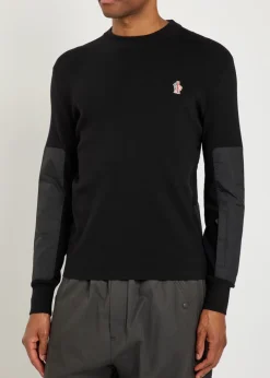 Panelled wool-blend jumper