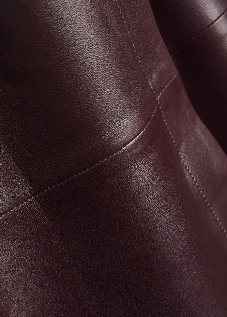 Panelled wrap-effect leather midi skirt