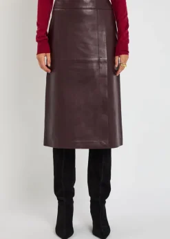 Panelled wrap-effect leather midi skirt