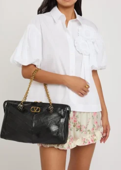Panthea medium panelled leather shoulder bag