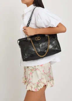Panthea medium panelled leather shoulder bag