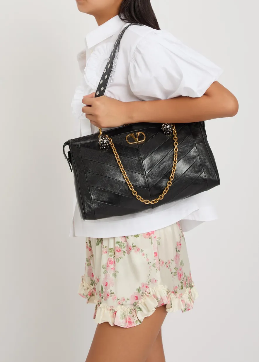 Panthea medium panelled leather shoulder bag