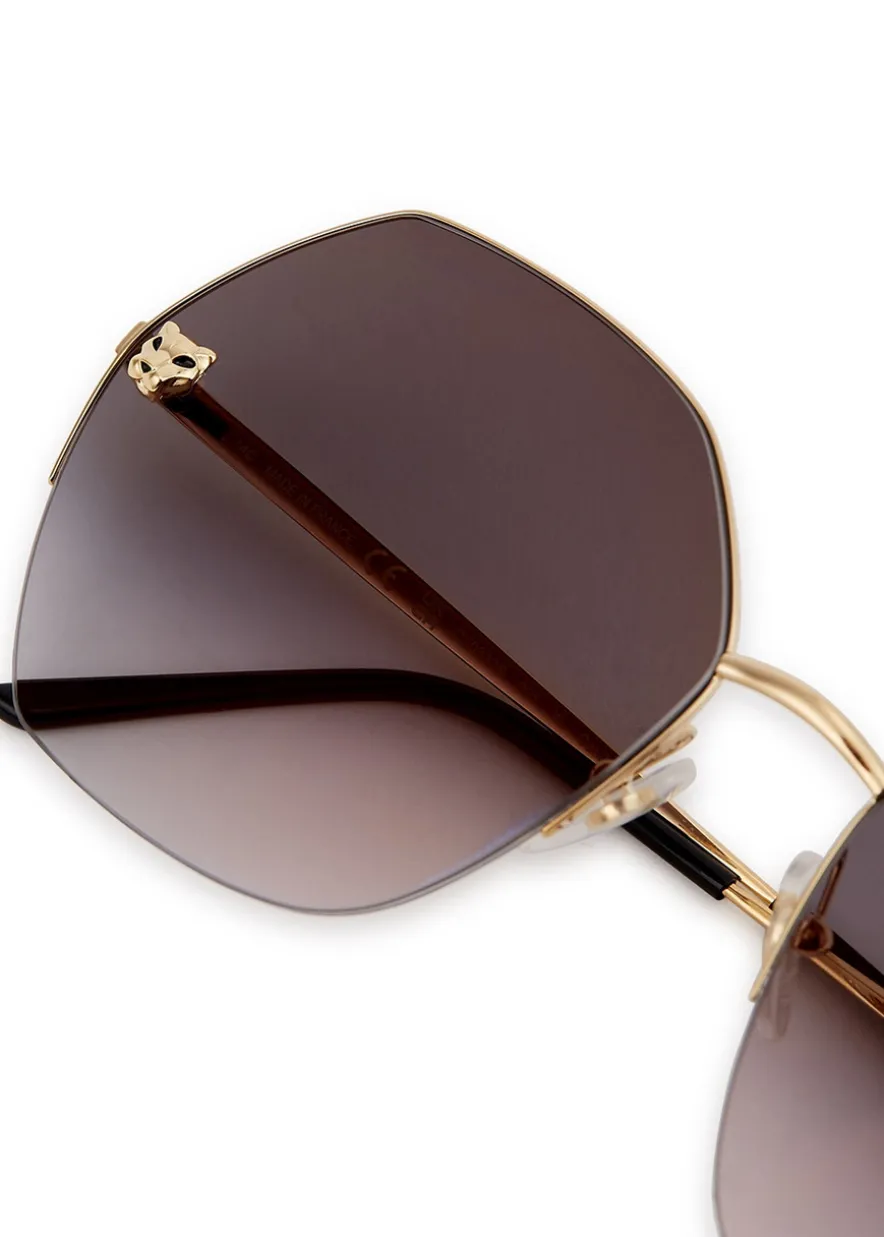 Panthère De Cartier gold-tone oversized sunglasses