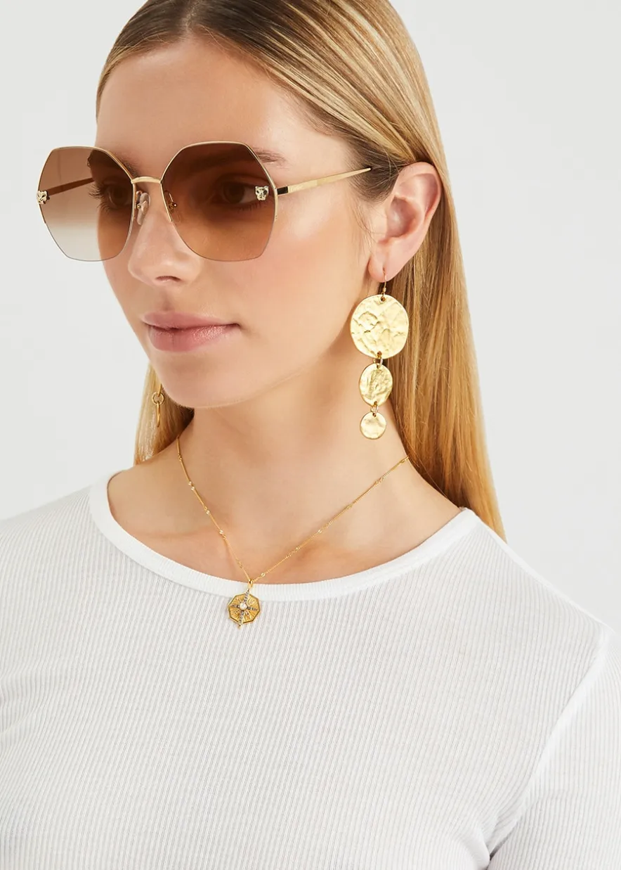 Panthère De Cartier gold-tone oversized sunglasses
