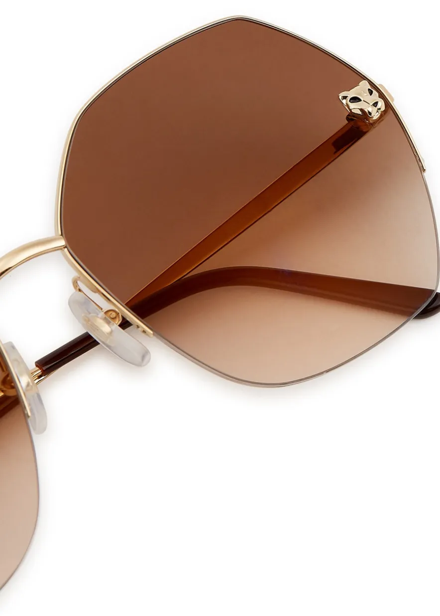 Panthère De Cartier gold-tone oversized sunglasses