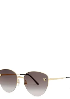 Panthère De Cartier gold-tone oval-frame sunglasses