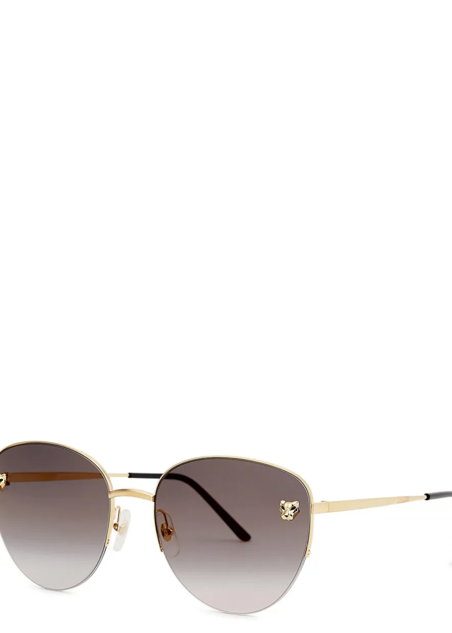 Panthère De Cartier gold-tone oval-frame sunglasses