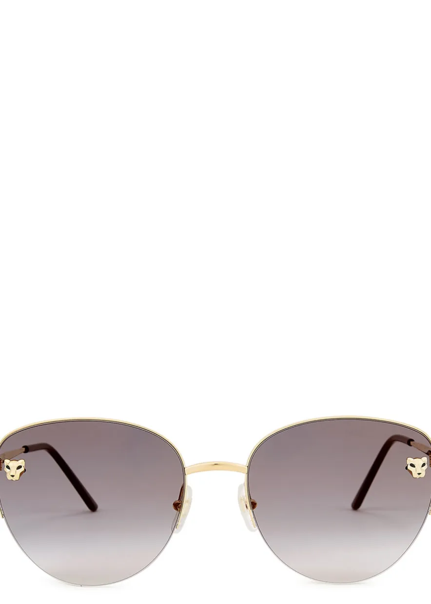 Panthère De Cartier gold-tone oval-frame sunglasses