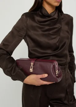 Paola grained leather clutch