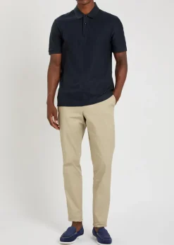 Parley striped-knit cotton polo shirt