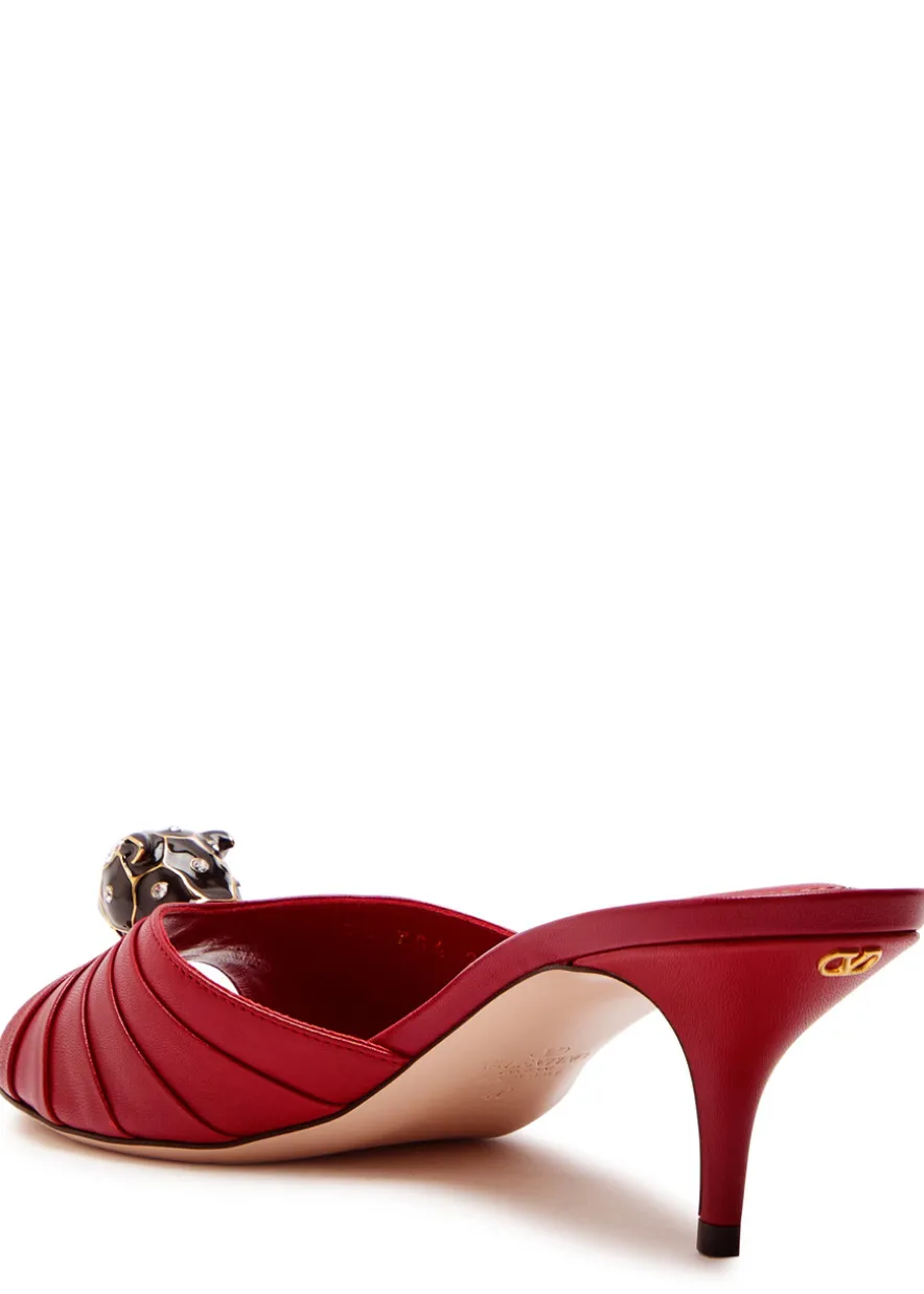 Pas De Chat embellished gathered leather mules
