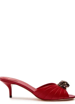 Pas De Chat embellished gathered leather mules