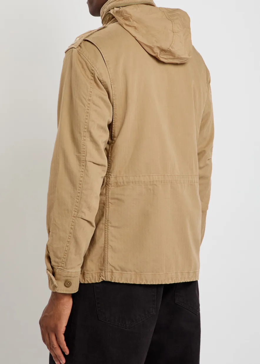 Patch-appliquéd cotton field jacket