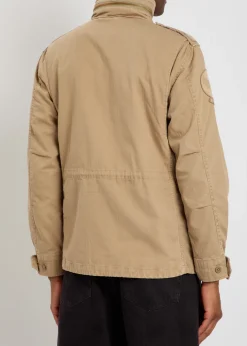 Patch-appliquéd cotton field jacket