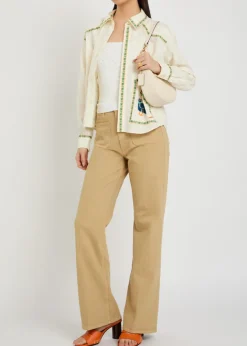 Patch Pocket Brooke wide-leg stretch-denim jeans