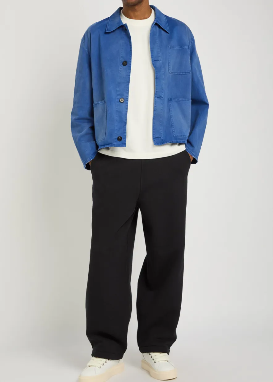 Patch pocket cotton and wool-blend overshirt