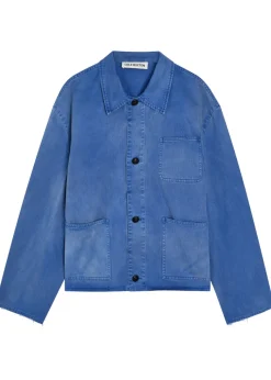Patch pocket cotton and wool-blend overshirt