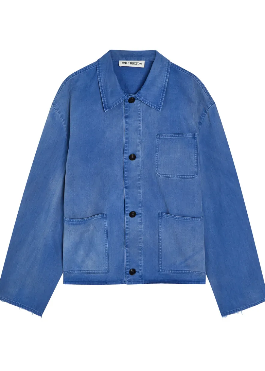 Patch pocket cotton and wool-blend overshirt