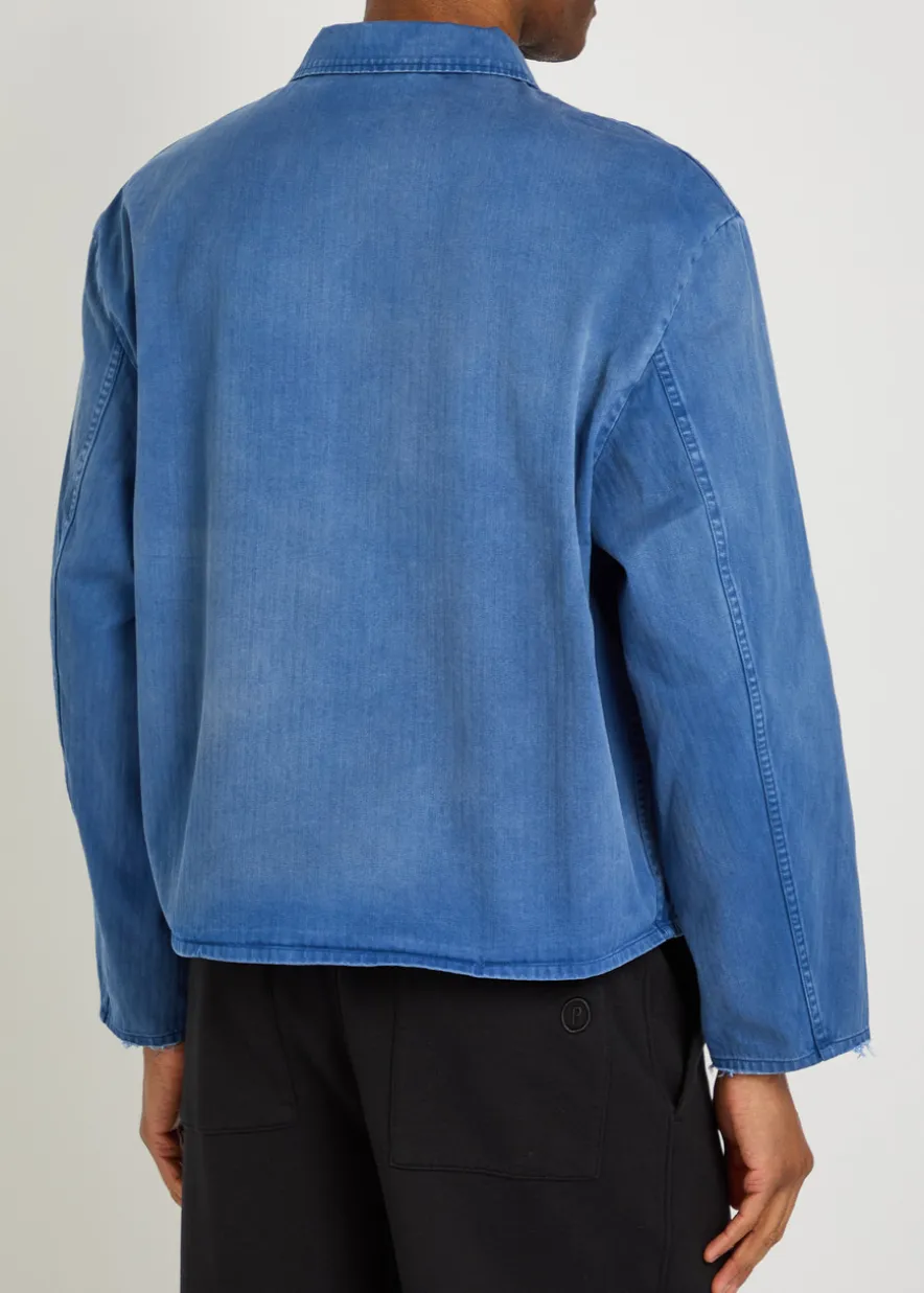 Patch pocket cotton and wool-blend overshirt