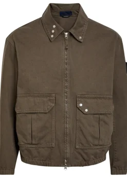 Patch pocket denim bomber jacket