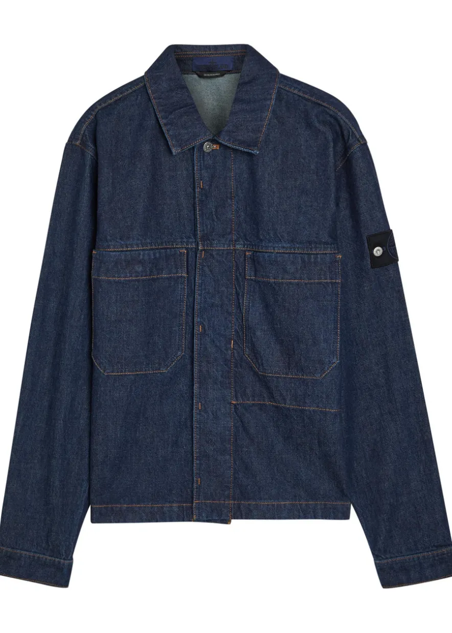 Patch pocket denim overshirt