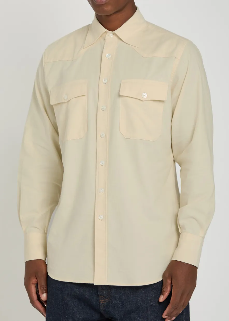 Patch pockets corduroy overshirt