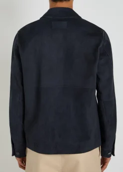 Patch pocket suede overshirt