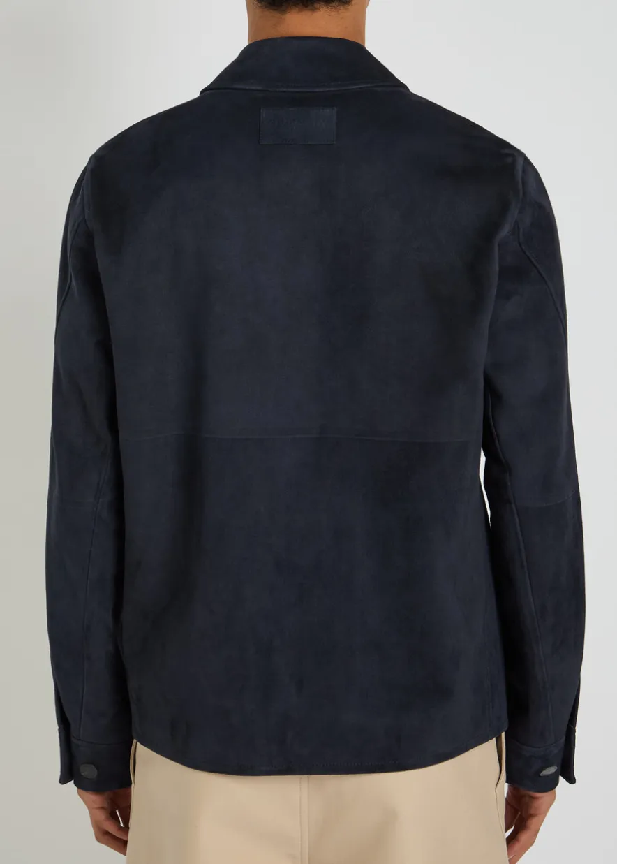 Patch pocket suede overshirt