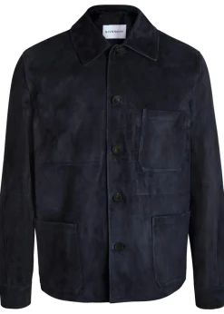 Patch pocket suede overshirt