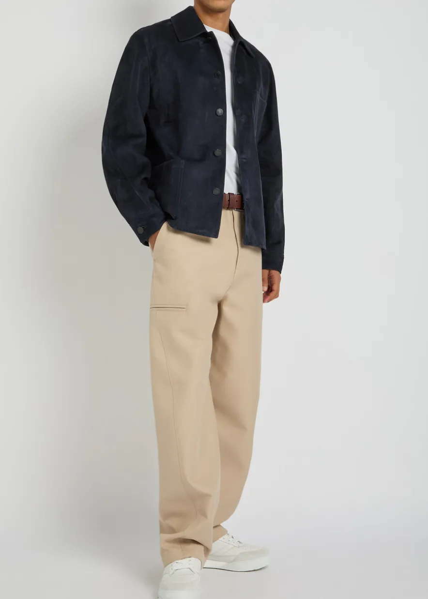 Patch pocket suede overshirt