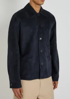 Patch pocket suede overshirt