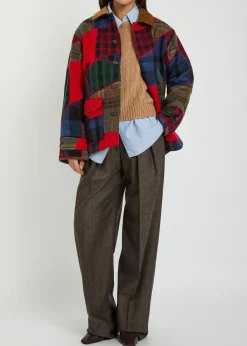 Patchwork wool-blend jacket