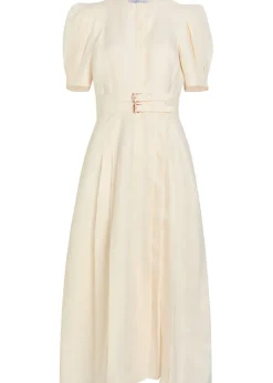 Patricia belted linen midi dress