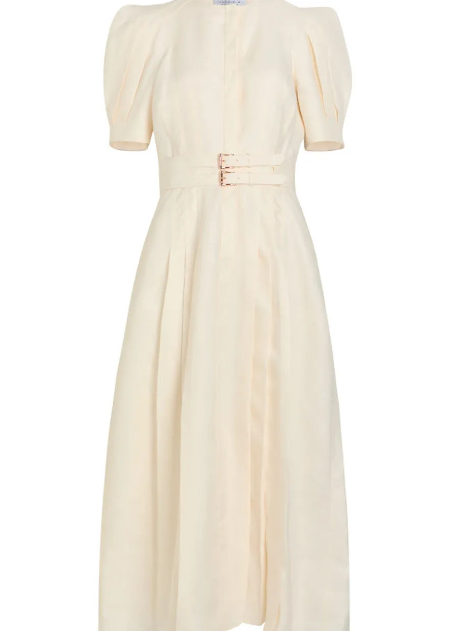 Patricia belted linen midi dress