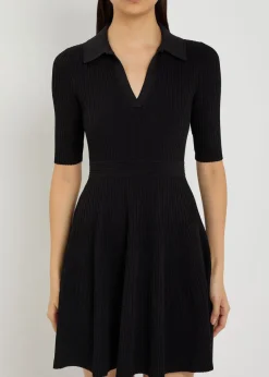 Patricia ribbed knit mini polo dress