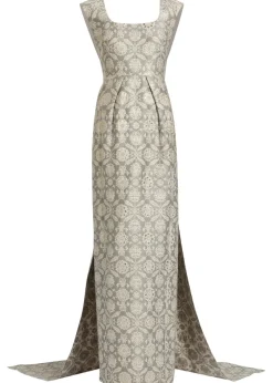 Patsy floral-jacquard cotton-blend gown