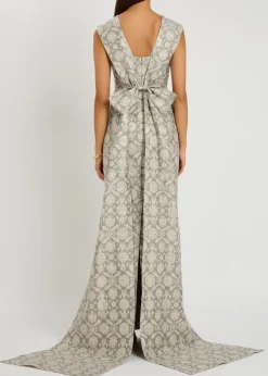 Patsy floral-jacquard cotton-blend gown