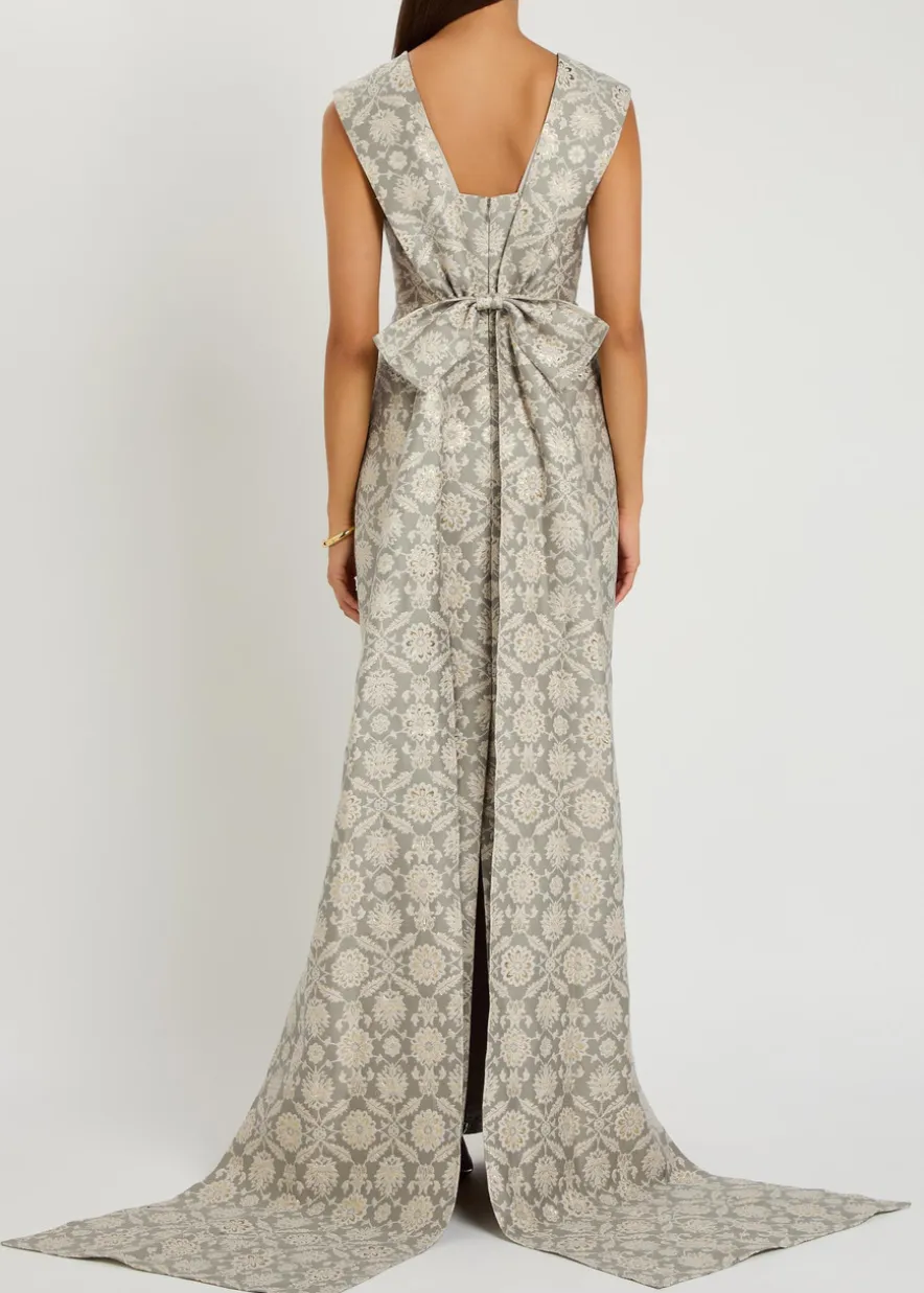 Patsy floral-jacquard cotton-blend gown