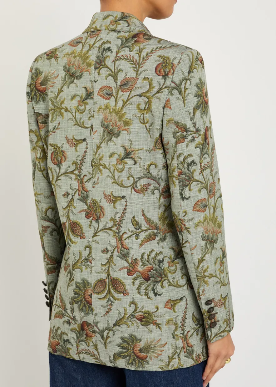 Patterned double-breasted woven blazer