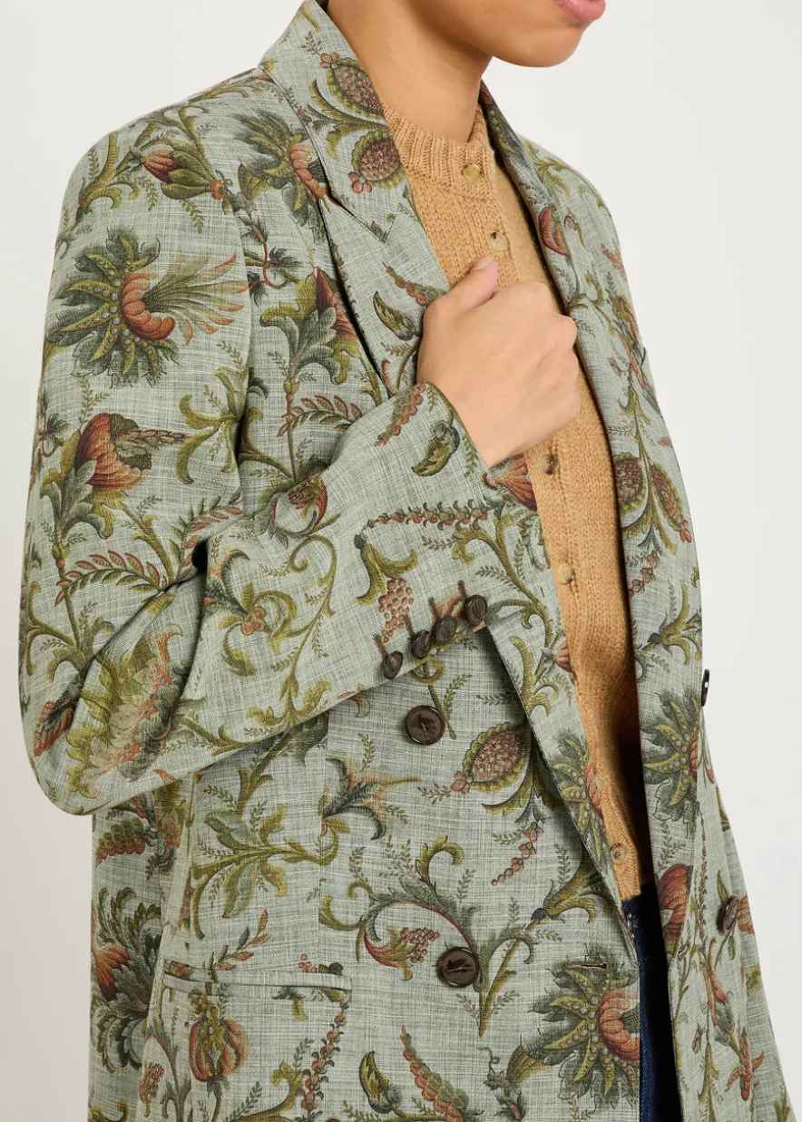 Patterned double-breasted woven blazer